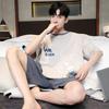 Summer Men's Short Sleeve Tops and Shorts Pajama Set Loungewear Cartoon Sleepwear for Students Casual Sport Pijamas L-3XL Pjs