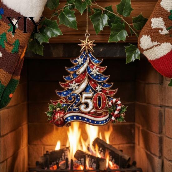 Festive Party Decor Christmas Acrylic Hanging Ornament, Glowing Tree for Window Decorative Home Accents Wall, Holiday Decoration, Indoor Outdoor Gift