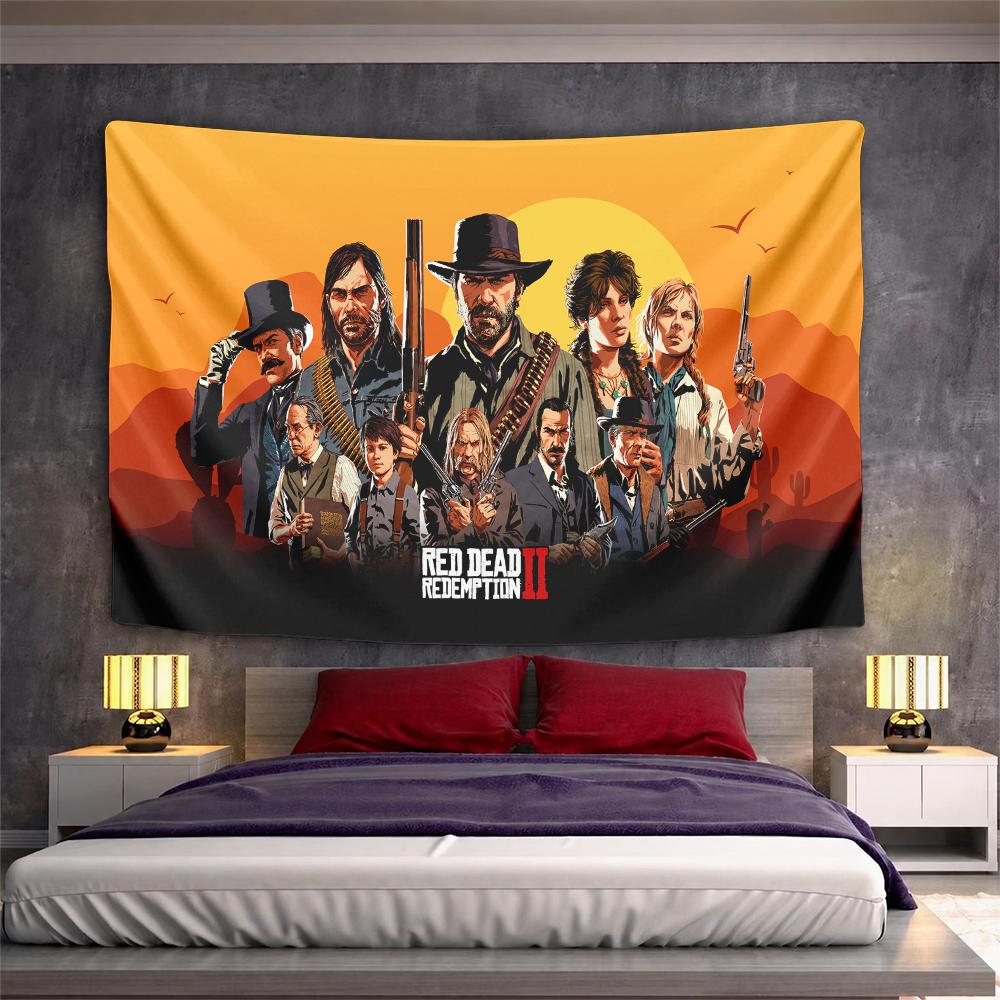 Western Game Characters Sunset Scenery Patterned tapestry for bedroom and living room home decor sofas