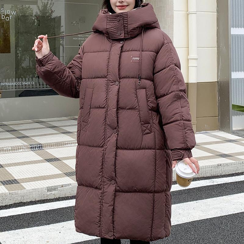 Fashion Winter Women's Long Parkas Hooded Thick Warm Jackets Elegant Loose Woman Coats