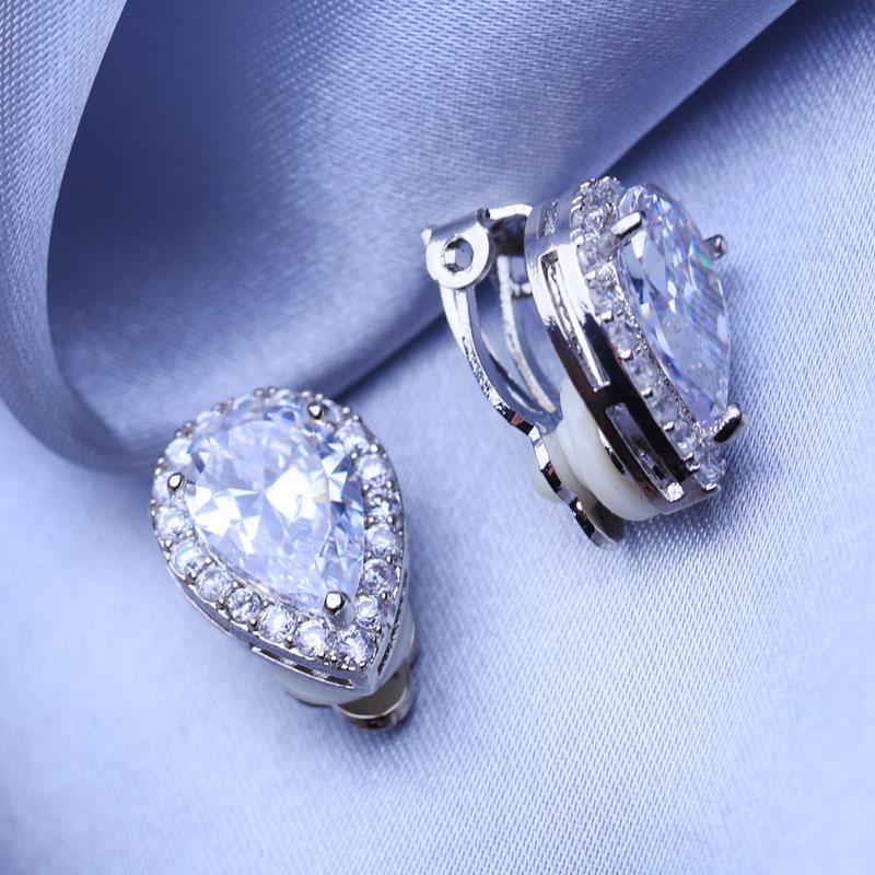 FEEYOO серьги-клипсы для женщин, модные серьги с кубическим цирконием, ювелирные изделия, свадебные серьги