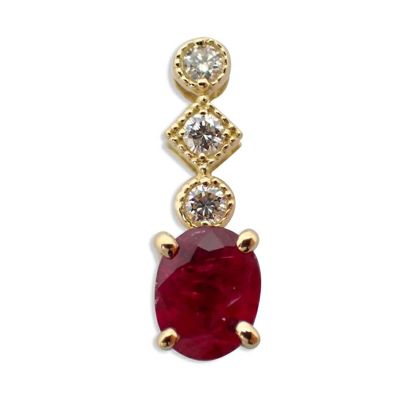 [New] K18 Ruby/Diamond OV Pendant Top [f1-3]