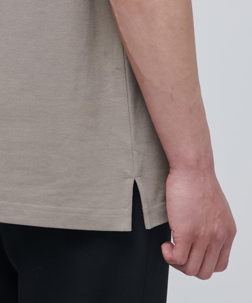 MUSINSA STANDARD Slit Neck Pique Polo Shirt [Dusty Beige]