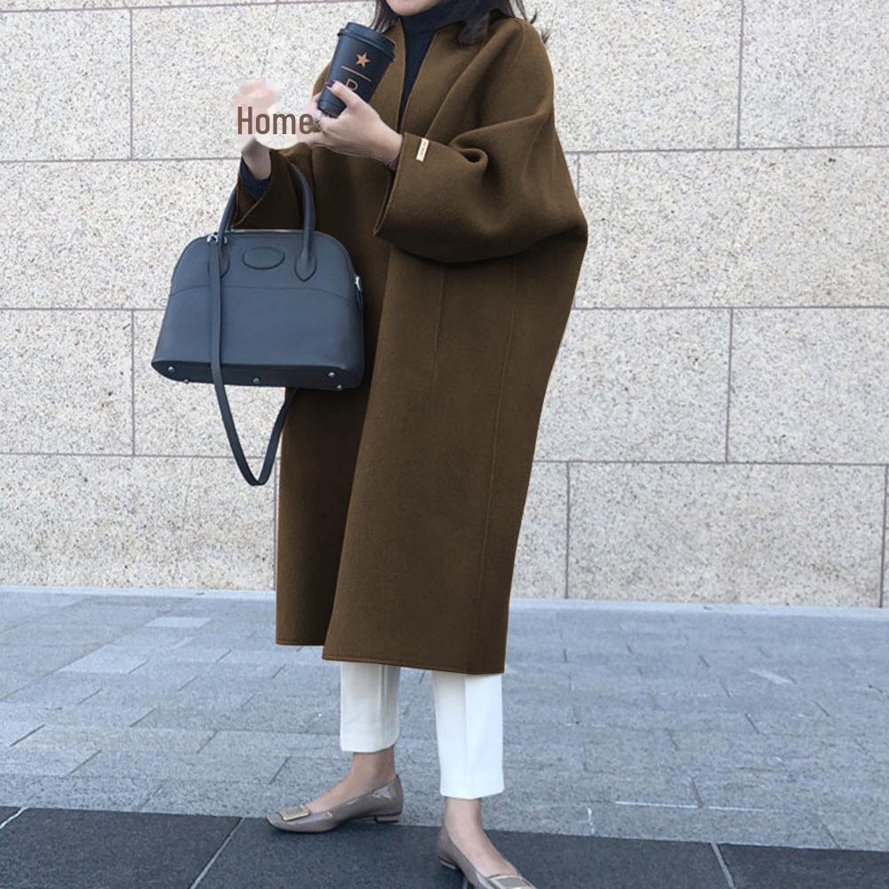 Женское однотонное пальто осень/зима 2024 года — 7 цветов, удобный корейский стиль, свободный крой, элегантная одежда для поездок на работу