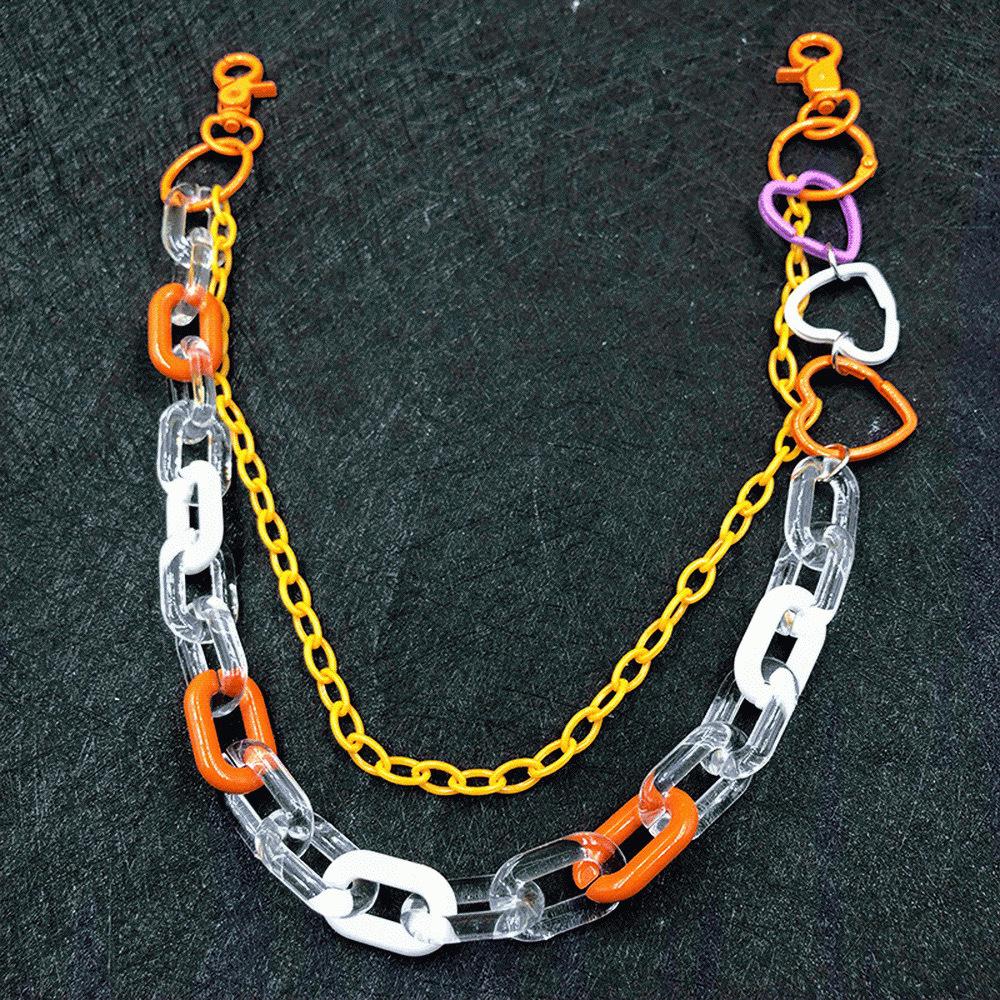 Colorful Love Acrylic Chain Pendant for Hip-Hop Disco Style Skirts and Jeans