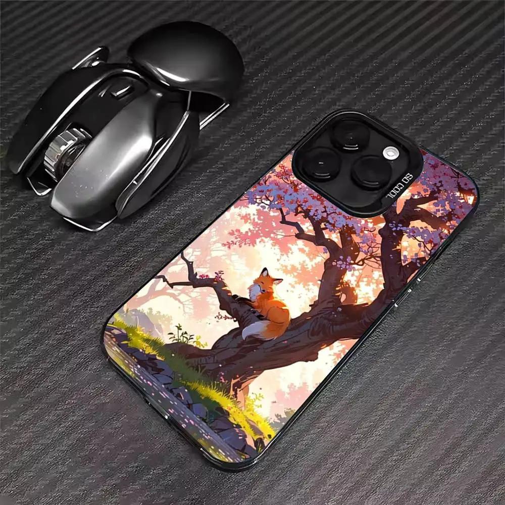 Cartoon Animals Bear Fox Phone Case For iPhone 17 16 15 14 13 12 11 Pro Max XS Max 7 8 Plus Shockproof Silicone Matte Cover