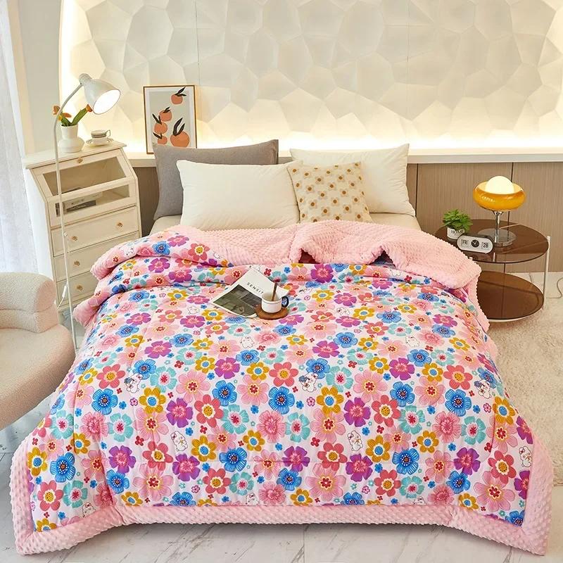 2023 New Doudou Rong Quilt Winter Thickened Children's Dormitory Single Double Quilt Core Double Sided Dual Use Winter Quilt
