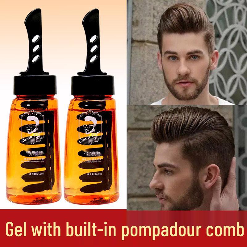 Slicked Back Hairstyle Gel Comb: Men's Oily Hair Pomade Wax & Styling Paste