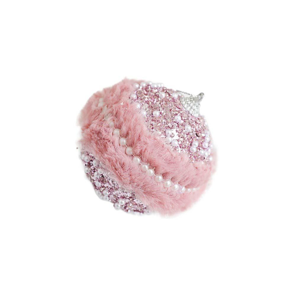 Sequined Pink Christmas Balls 8cm Xmas Tree Pendant Christmas Tree Hanging Ornament  Living Room