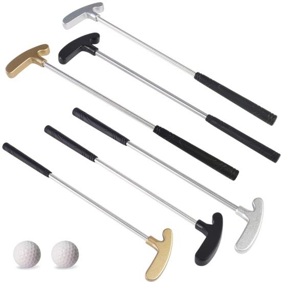 1 Set Mini Golf Putter Club with 2 Golf Balls TPR Grip Right Left Handed Stainless Steel Golf Club Kids Adults Table Game Golf Putter Training