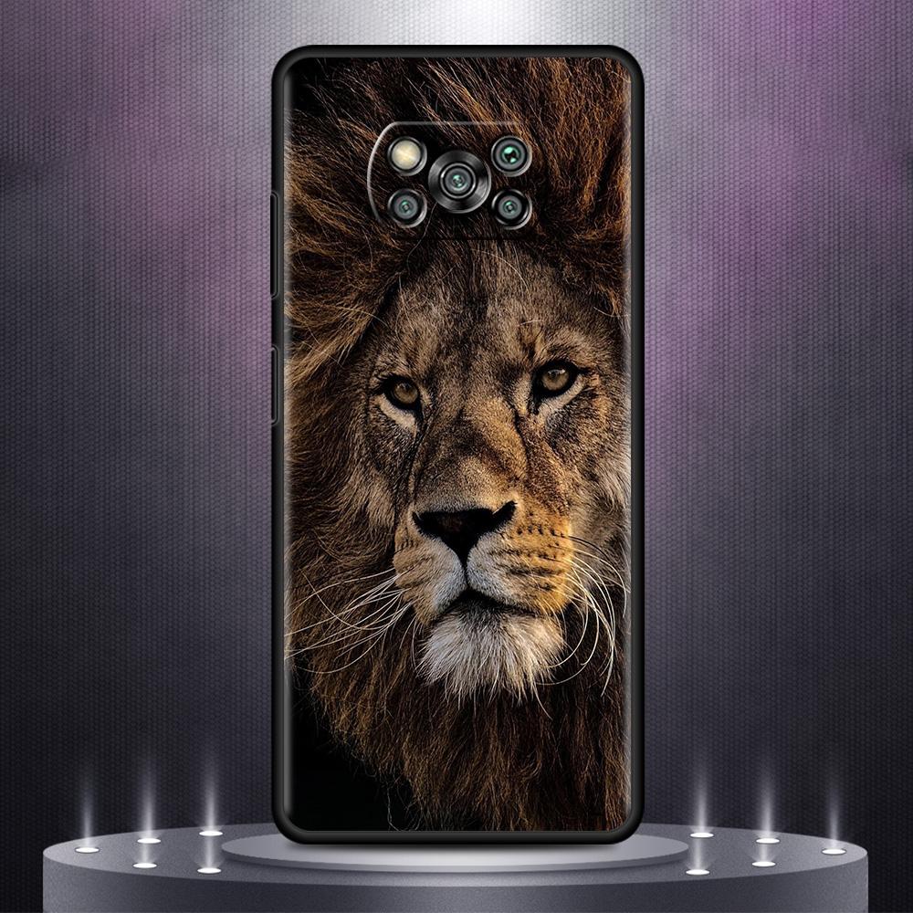 Чехол для телефона Xiaomi Mi Poco X3 NFC 10T Pro 11T 11 Lite Note 10 M3 9T F3 CC9, черный мягкий чехол A2 F1 в виде ракушки, большая кошка, животное, лев
