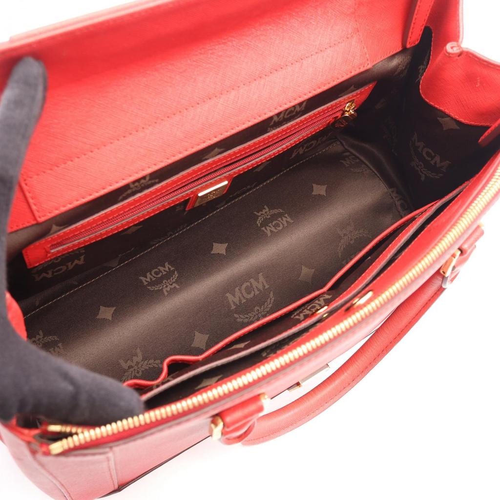 Used MCM Logo 2WAY Handbag leather Red Used Women