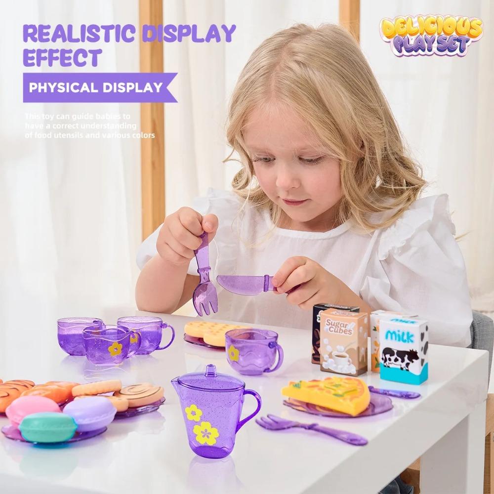 Tea Time Playset Simulated Kitchen Playset Table Snack Afternoon Tea Toy Set Cookware Accessories
