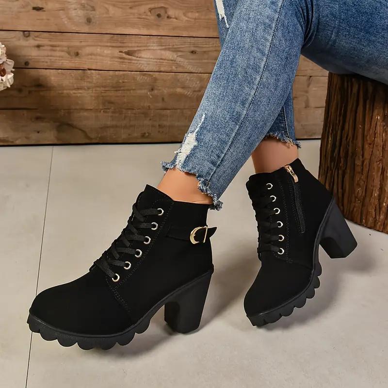 Женские сапоги осень-зима высококачественные сапоги на шнуровке на высоком каблуке для женщин модные нескользящие сапоги для активного отдыха Botas De Mujer