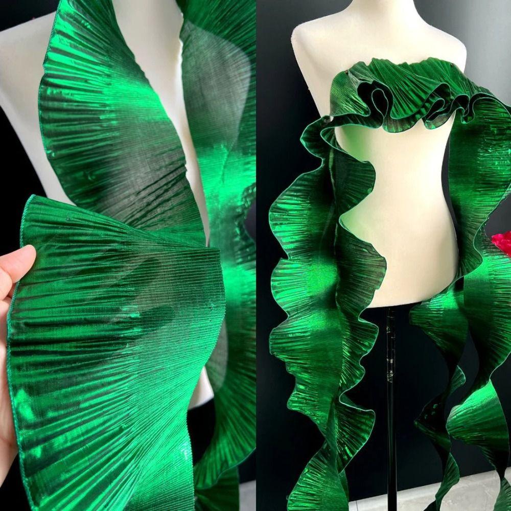 1 Yard Big Wave Lace Fabric 15cm Wide Metallic Lustrous Pleated Ruffle Lace Fabric DIY Styling Sewing Ruffle Dress Accessories