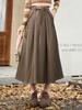 Женская юбка 2023, осенние новые однотонные винтажные повседневные юбки в Корейском стиле с высокой талией MXC52B0124