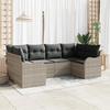 6-Piece Garden Sofa Set with Light Grey Cushions Poly Rattan, 2-Seater Garden Sofa with Storage and Cushions 3354511