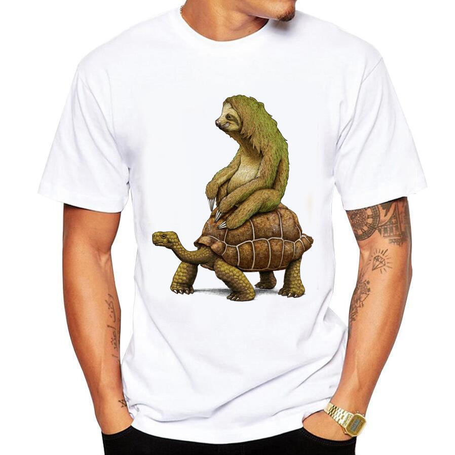 Casual Men's T-shirt Funny Turtle Speed Is Relative Printed T-shirt Summer Brand