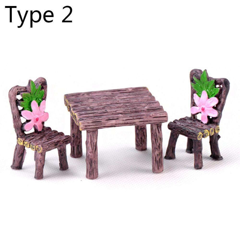 Dollhouse Accessories Garden Furniture Ornament Mini Miniature Micro Landscape Table and Chairs