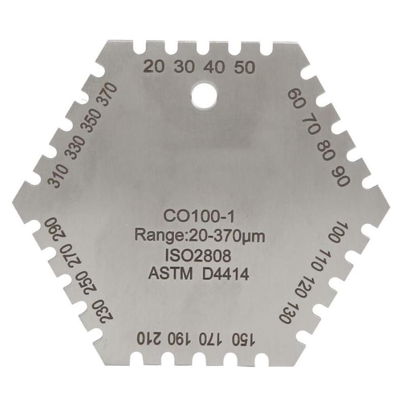 CO100-1 20-370um Wet Film Thickness Gauge HIgh Accuracy Stainless Steel Hexagonal Wet Film Comb Card Thickness Gauge Meter