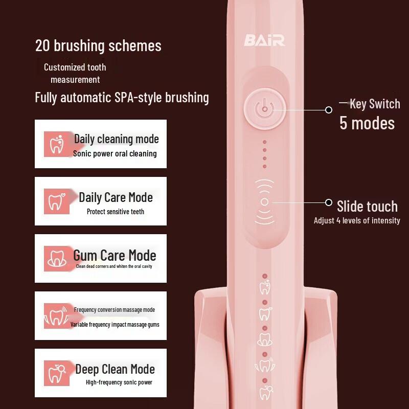 BAIR X1s+Plus Звуковая перезаряжаемая электрическая зубная щетка Вилка CN (адаптер в комплекте)