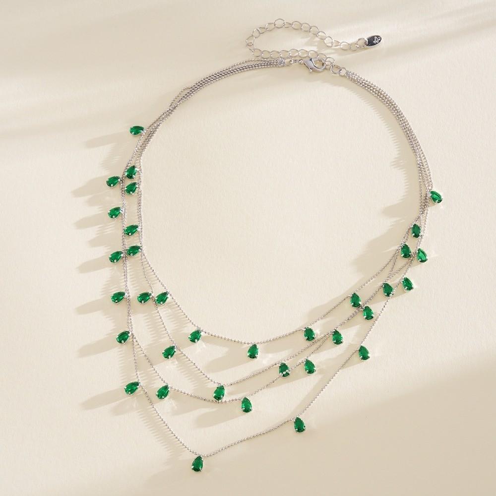 Light Luxury Water Drop Shining Choker Fashion Rhinestone Jewelry Crystal Tassel Necklace Women