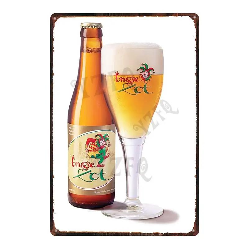 Бельгийское пиво VintageBrugse Zot La Trappe Металлические жестяные таблички для стены Бар Паб Искусство Кухня Кофе Домашний декор 30X20СМ DU-8282A