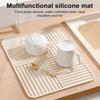 Silicone Drain Mat Multifunctional Non-slip Drying Pad for Kitchen Tableware Anti-scald Coaster Quick Draining Mats for Home Bar Restaurant