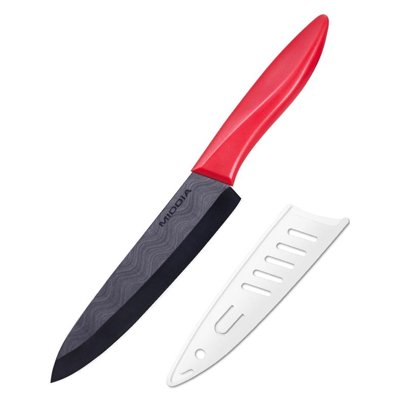 MIDDIA Advanced Ceramic 6-Inch Chef Obsidian Kitchen Knife with Black Japan PP Handle Laser Logo for Fruit Kitchenware