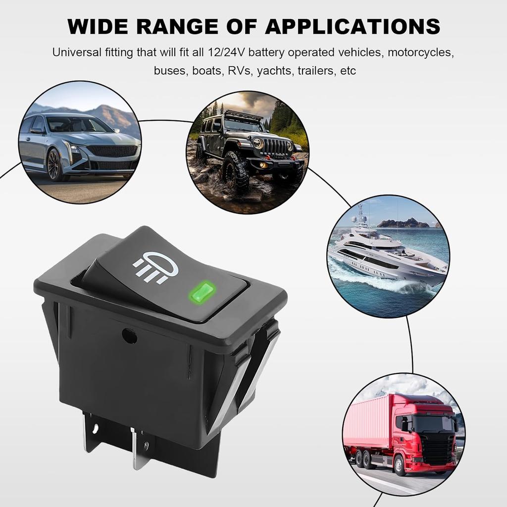 4PCS Fog Light Toggle Rocker Switch, 12V 35A 4 Pin SPST ON Off LED Fog Light Rocker Switches, Universal Automotive Rear Front Fog Lamp Toggle Switch