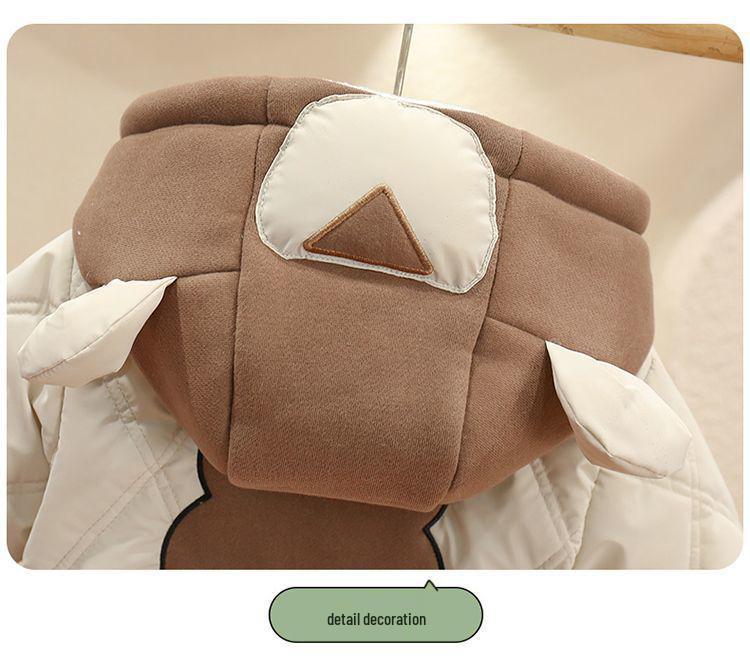 Angel Little Bear Winter Fleece Romper - Newborn Unisex Full Month Crawling Suit