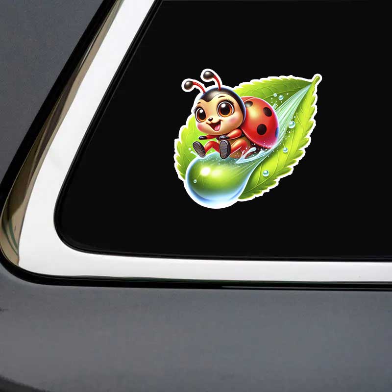 Car Sticker Cute Ladybug Vinyl Decal Waterproof Rear Window Motorcycle Camper Bumper Truck Laptop Decoration TM390