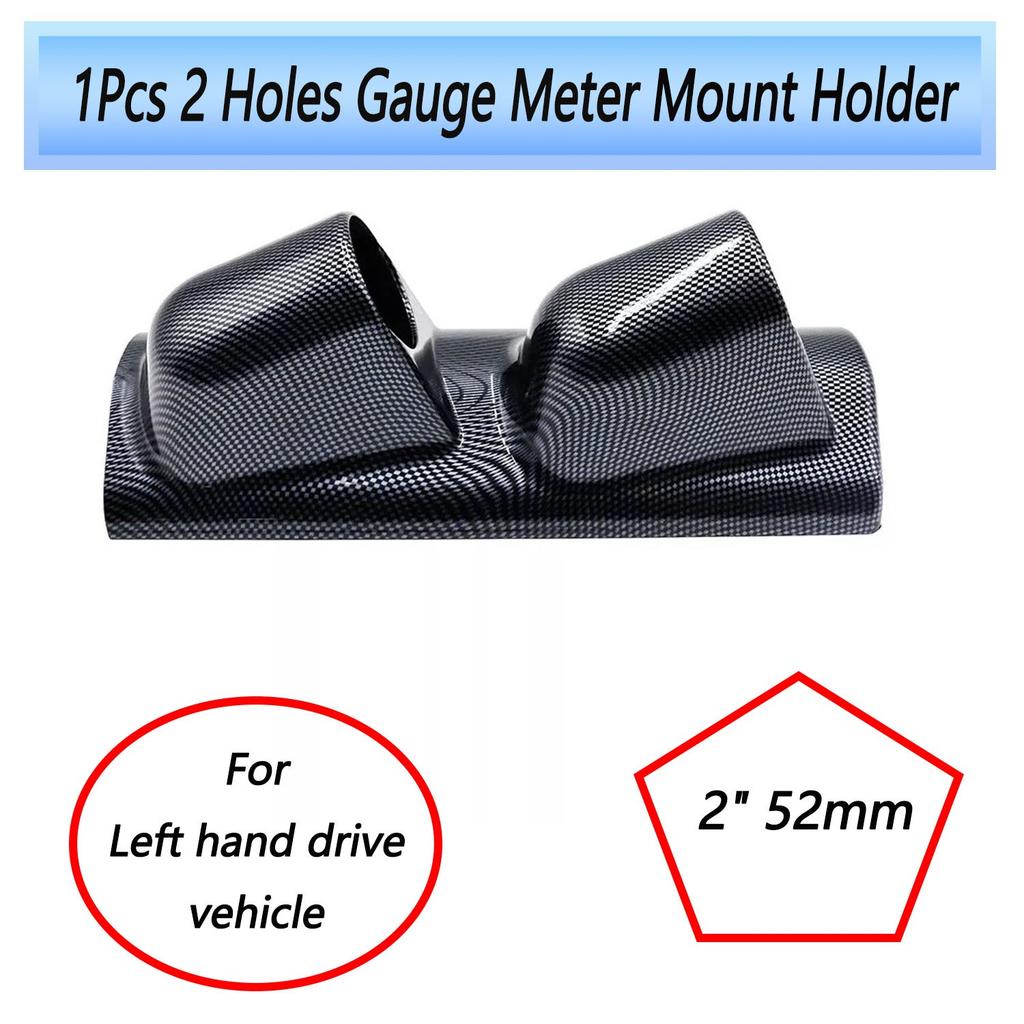 1PC 2" 52mm Left Driver Carbon Fiber Look A Pillar Pod Dual Hole Gauge Holder US