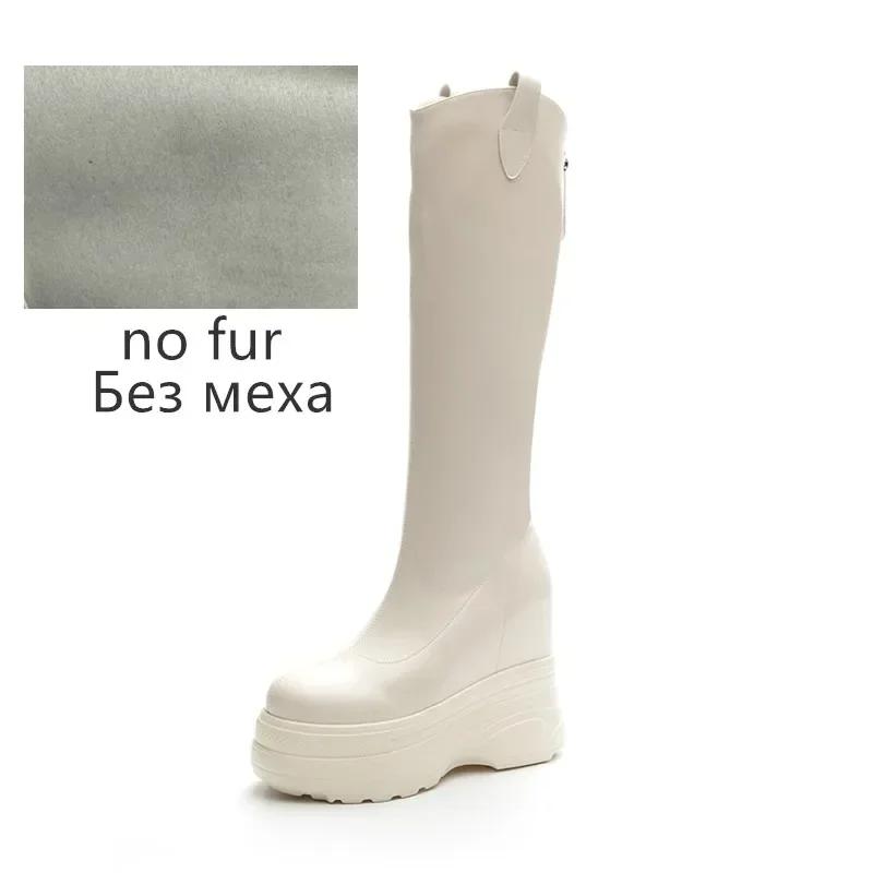 Модные женские ботинки из натуральной кожи Новые 11 см каблук Высокая платформа Внутренние ботинки на танкетке Женская модная обувь Ботильоны на высоком каблуке Женские