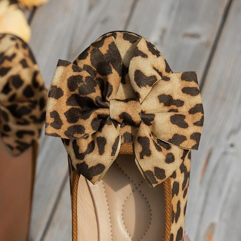 Butterfly-knot Leopard Flats Mesh Spring/autumn Women's Shoes On Sale 2025 New Slip-on Round Toe Comfortable Women's Shoes