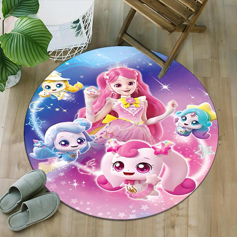 1pc Catch Teenieping Magic Sweethear (7) Print Round Carpet Chair Round Carpet Suitable for Bedroom Living Room Home Decorative Carpet