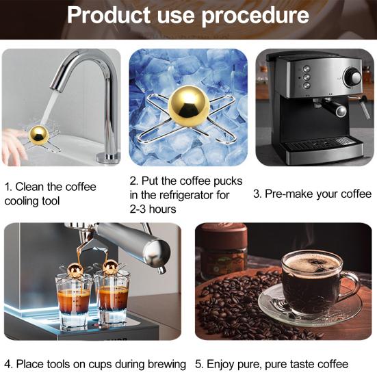 Stainless Steel Coffee Ice Ball for Espresso Reusable Refrigeration Tool with Stand Flavor Enhancer Gadgets