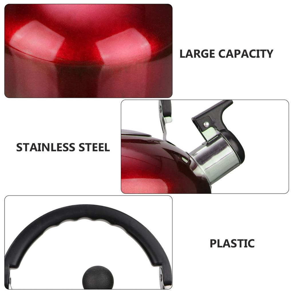 Чайник из нержавеющей стали со свистком, чайник для плиты с эргономичной ручкой, кипячение воды для плиты, индукционной, газовой плиты