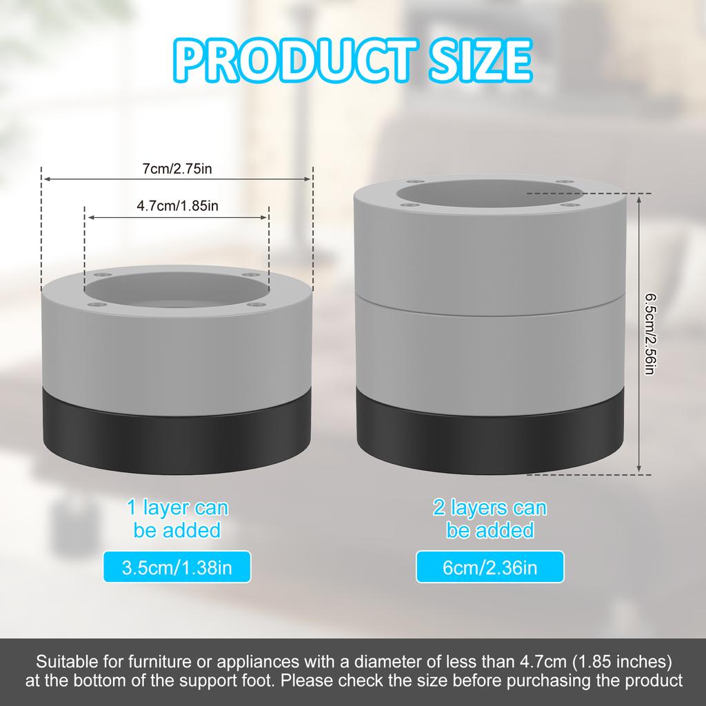 Круглые подъемные механизмы для мебели, прочные, 2,36-дюймовые, регулируемые подъемные механизмы для кроватей и стульев, противоскользящие подъемные механизмы для стиральной машины, подъемник для дивана