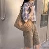 Women Polka Dot Hobo Bag Casual Shoulder Handbag with Multi Zipper Pockets Corduroy Bag