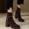 Fashionable Versatile Thick Sole Thick Heel Women Boots Autumn Winter Elegant Simple High Heels Leisure Comfortable Women Shoes