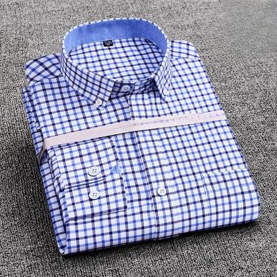 Мужская рубашка с длинными рукавами Khmer Wrinkle Free Casual Oxford Spun Wrinkle Resistant No Care Slim Fit Checkered Striped Shirts Men's