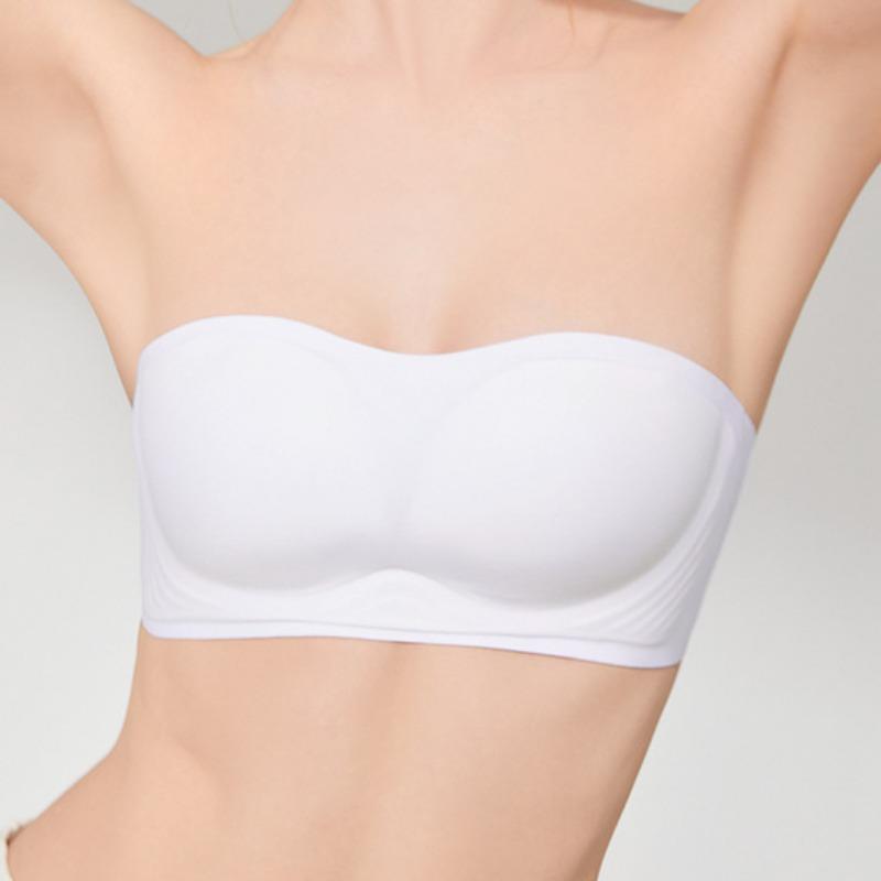 Нижнее белье без бретелек, женское летнее тонкое нижнее белье со сборками, немаркирующий, нескользящий, антибликовый бюстгальтер