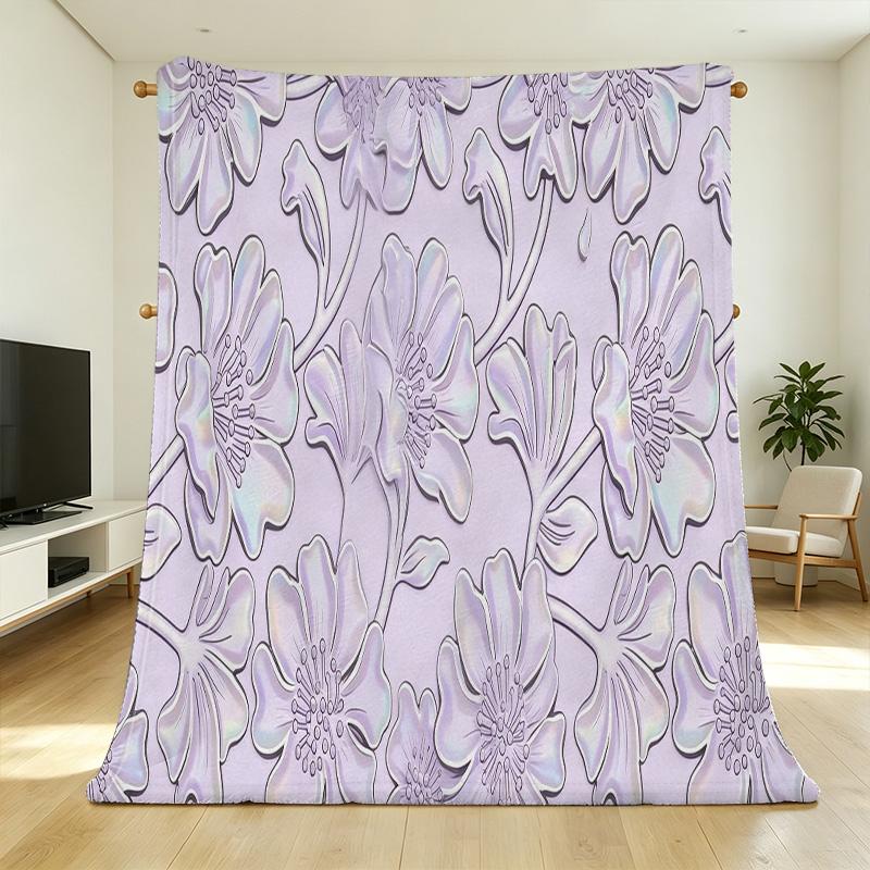 Floral Flannel Blanket: Non-Pilling, Soft & Skin-Friendly, All-Season, Ideal for Home Napping, Warm Home Decor, Great for Christmas & Halloween
