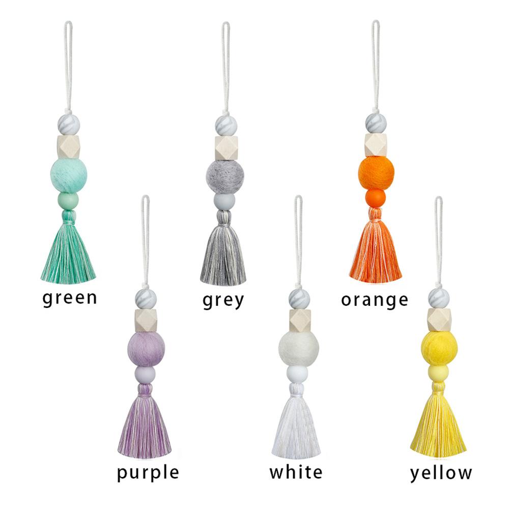 Natural Wood Beads Closet Hanging Ornaments Wall Decorations Car Hanging Drop Hanging Pendant