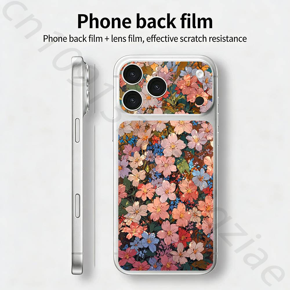 Цветочная наклейка-скин Decal Skin Wrap для iPhone 17 Pro/Pro max Защитная пленка для задней панели, рамки, камеры