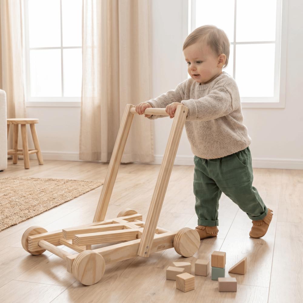Wheeled Push-Pull Toddler Walking Aid Adjustable Speed Height Hand Push Aid Indoor Play