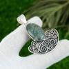 925 Sterling Silver Oval Solar Moss Agate Gemstone Bezel Sister Art Deco Pendant