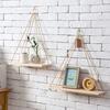 Wall Hanging Sling Rack Flower Pot Hanging Basket Storage Rack Creative Wooden Holder Shelf
