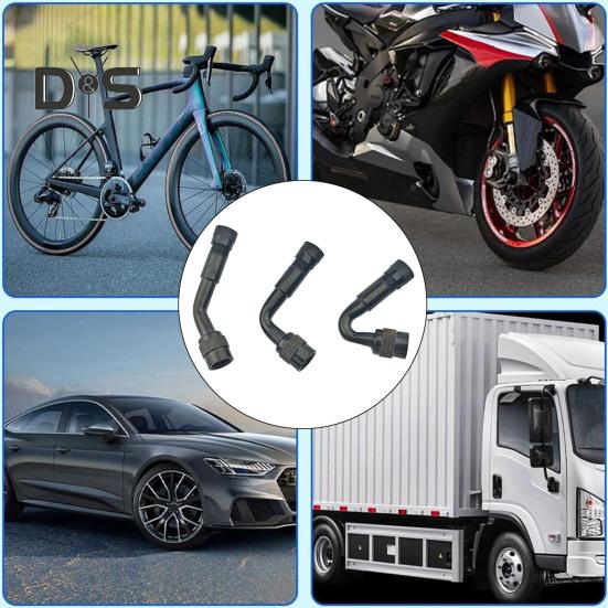 Комплект латунных удлинителей для вентилей шин, изогнутый на 45/90/135 градусов, комплект адаптеров для надувных вентилей автомобилей, мотоциклов, скутеров, удлинитель сопла с резиновым сердечником вентиля